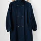 1980s Dark Navy Blue Snap Button Heavy Military Naval Style Wool Jacket - S/M