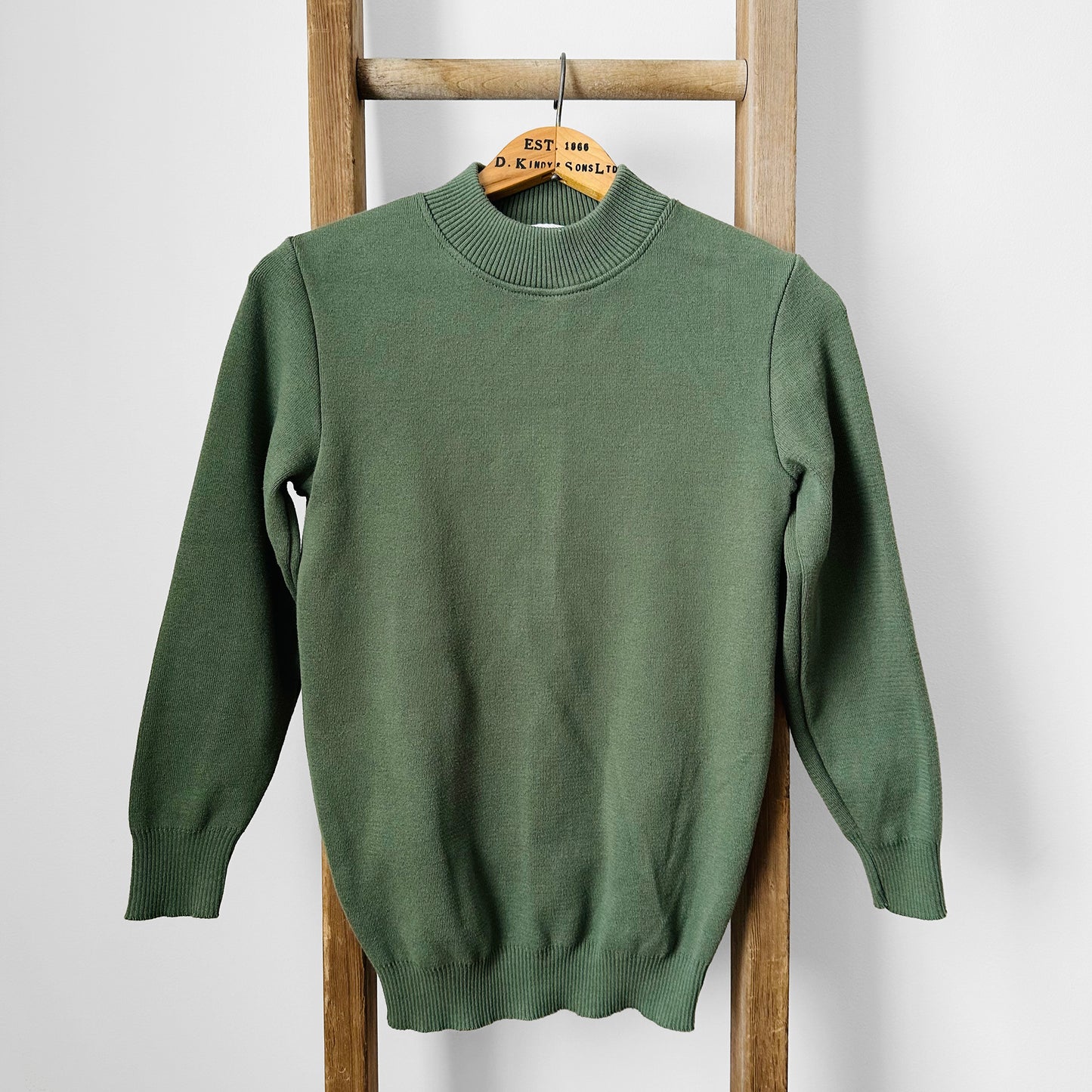 Sage Green Logistik Union Corp Crew Neck Cotton Blend Fitted Sweater - XS/S