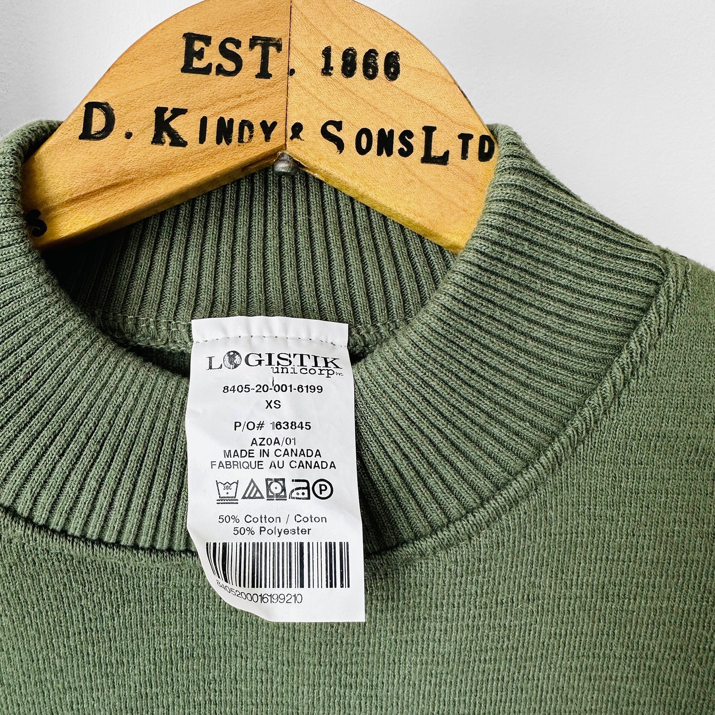 Sage Green Logistik Union Corp Crew Neck Cotton Blend Fitted Sweater - XS/S