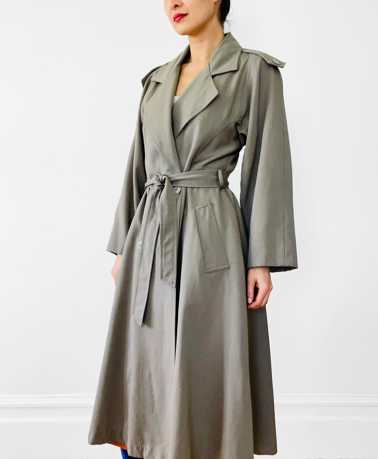 1960s Holt Renfrew Virgin Wool Belted Trench Coat