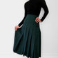 Wool Hunter-Green Knife Pleat Midi Skirt