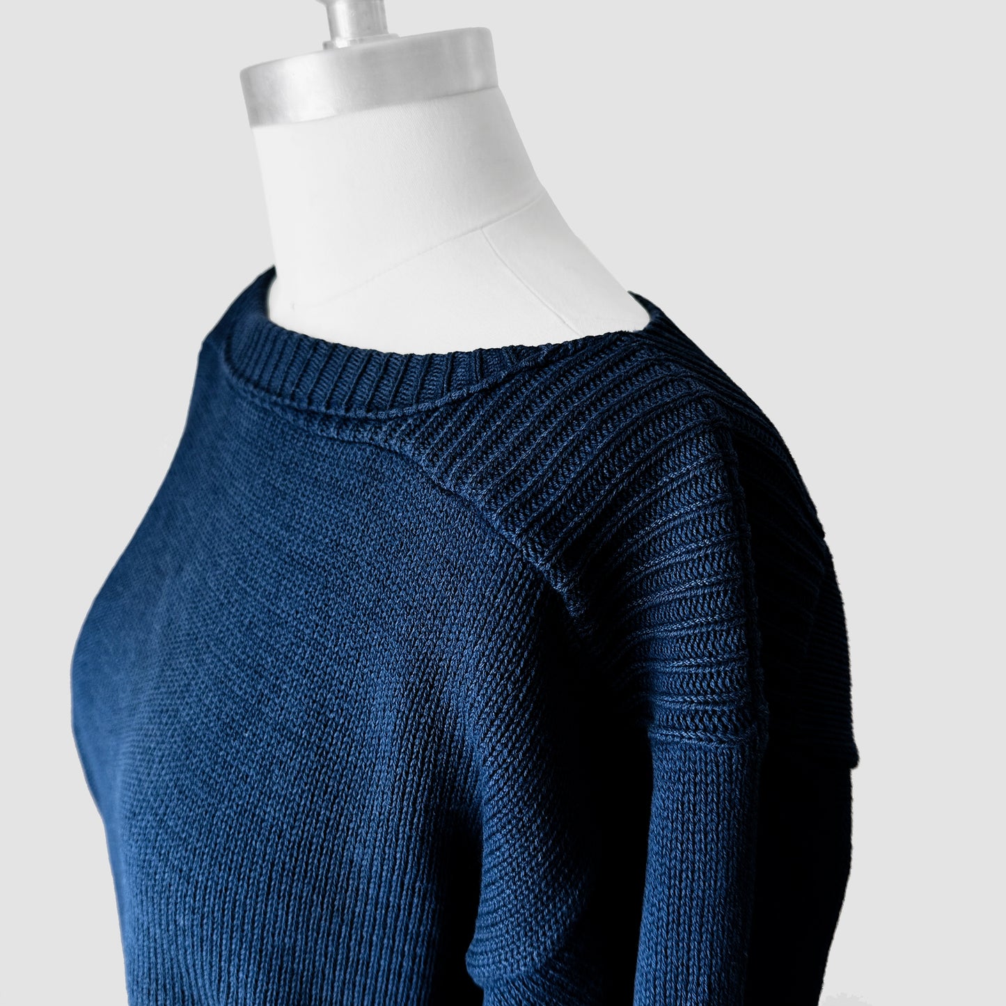 Made in Canada Navy Blue Well-Worn Boat-Neck Military Naval Style Cotton Knit Sweater - Sz. S