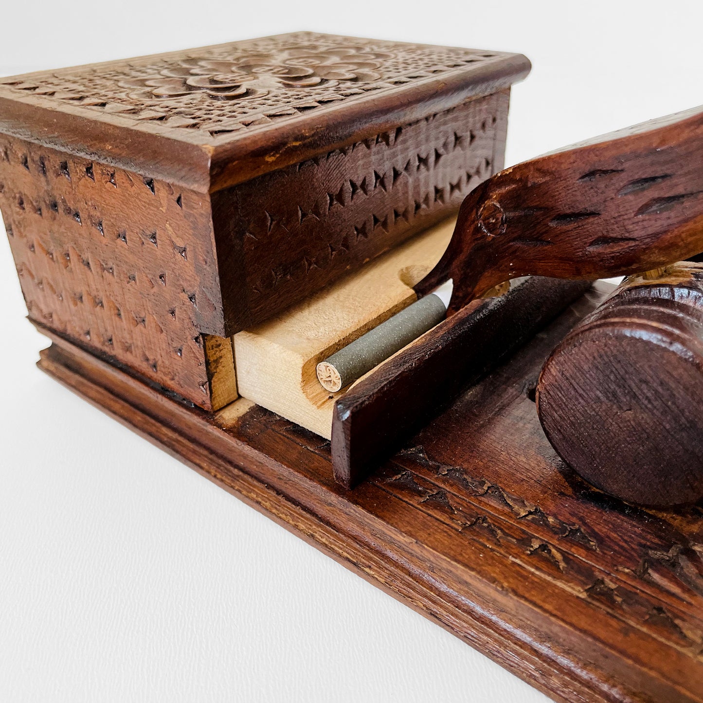 1950s Carved-Wood Birdie Cigarette Dispenser Box