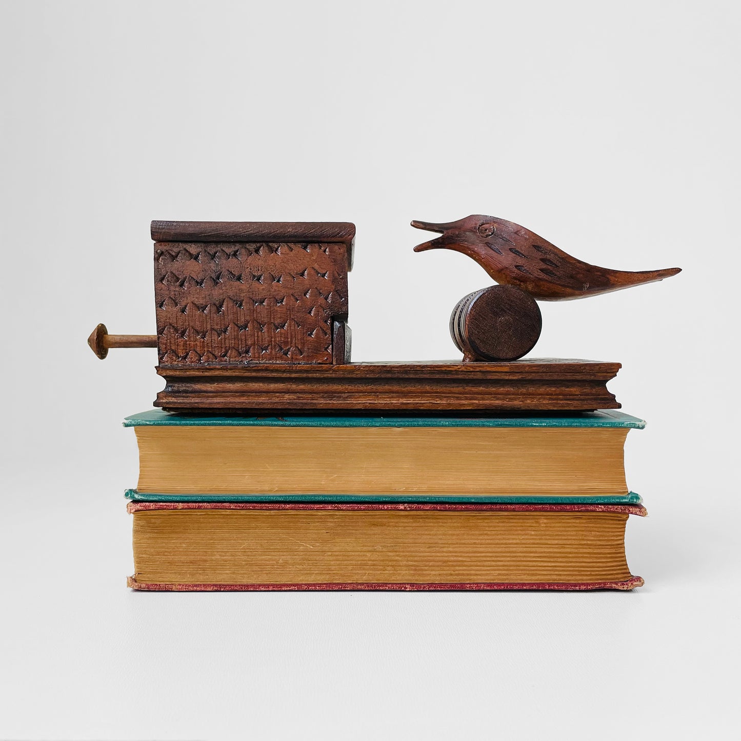 1950s Carved-Wood Birdie Cigarette Dispenser Box