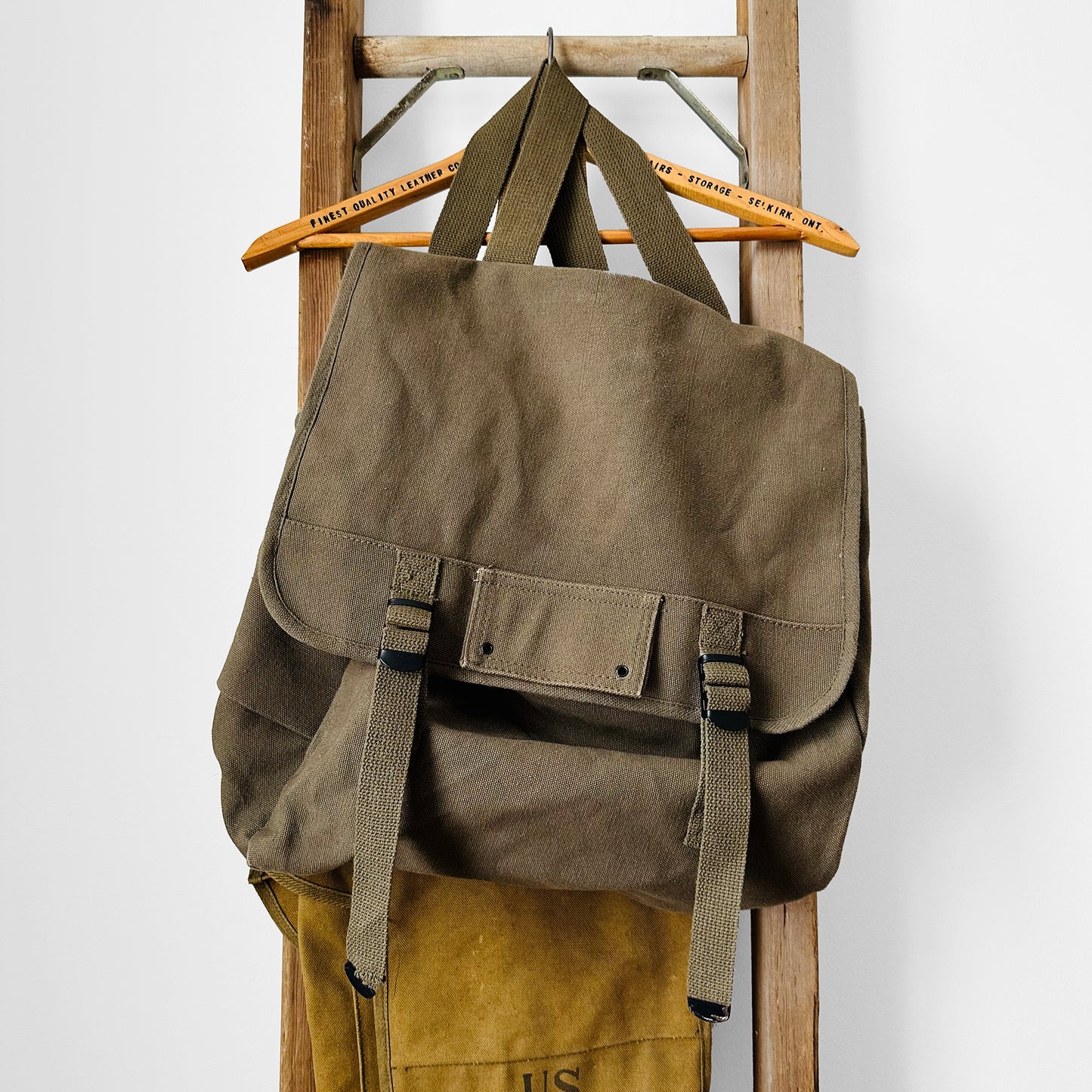 Olive Green Canvas Military Backpack