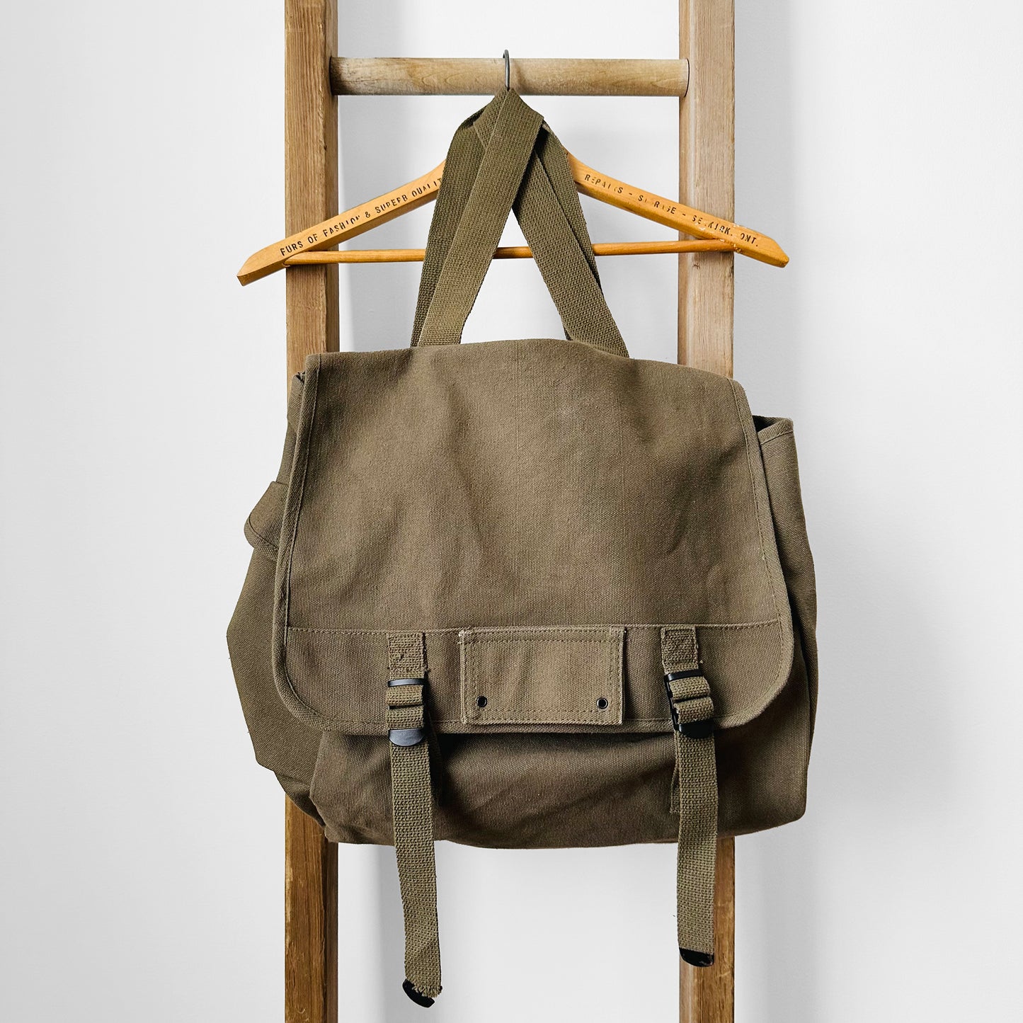 Olive Green Canvas Military Backpack