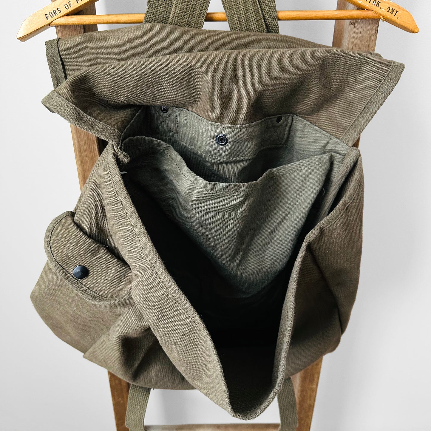 Olive Green Canvas Military Backpack