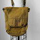 1950s US Army Pea Green Structured Well-Worn Distressed Canvas Crossbody Military Field Satchel