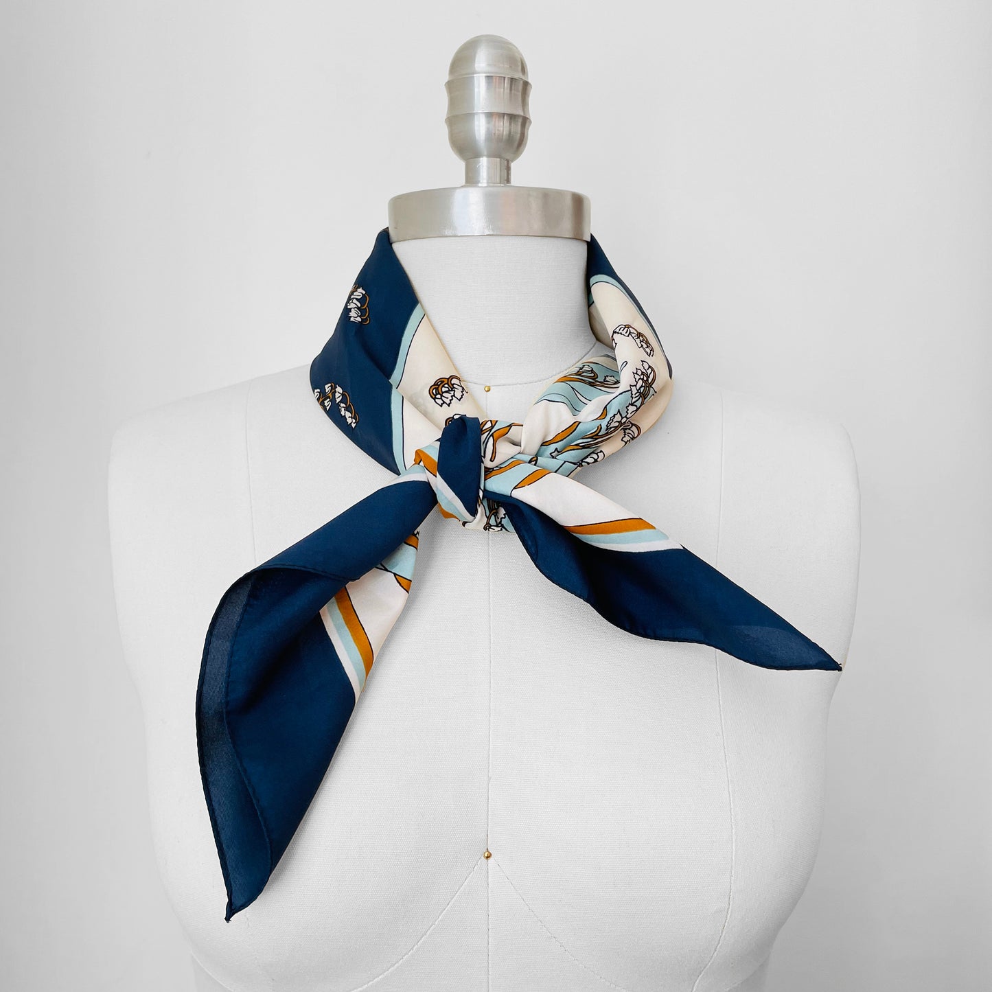 Navy Floral Wildflower Kerchief Scarf