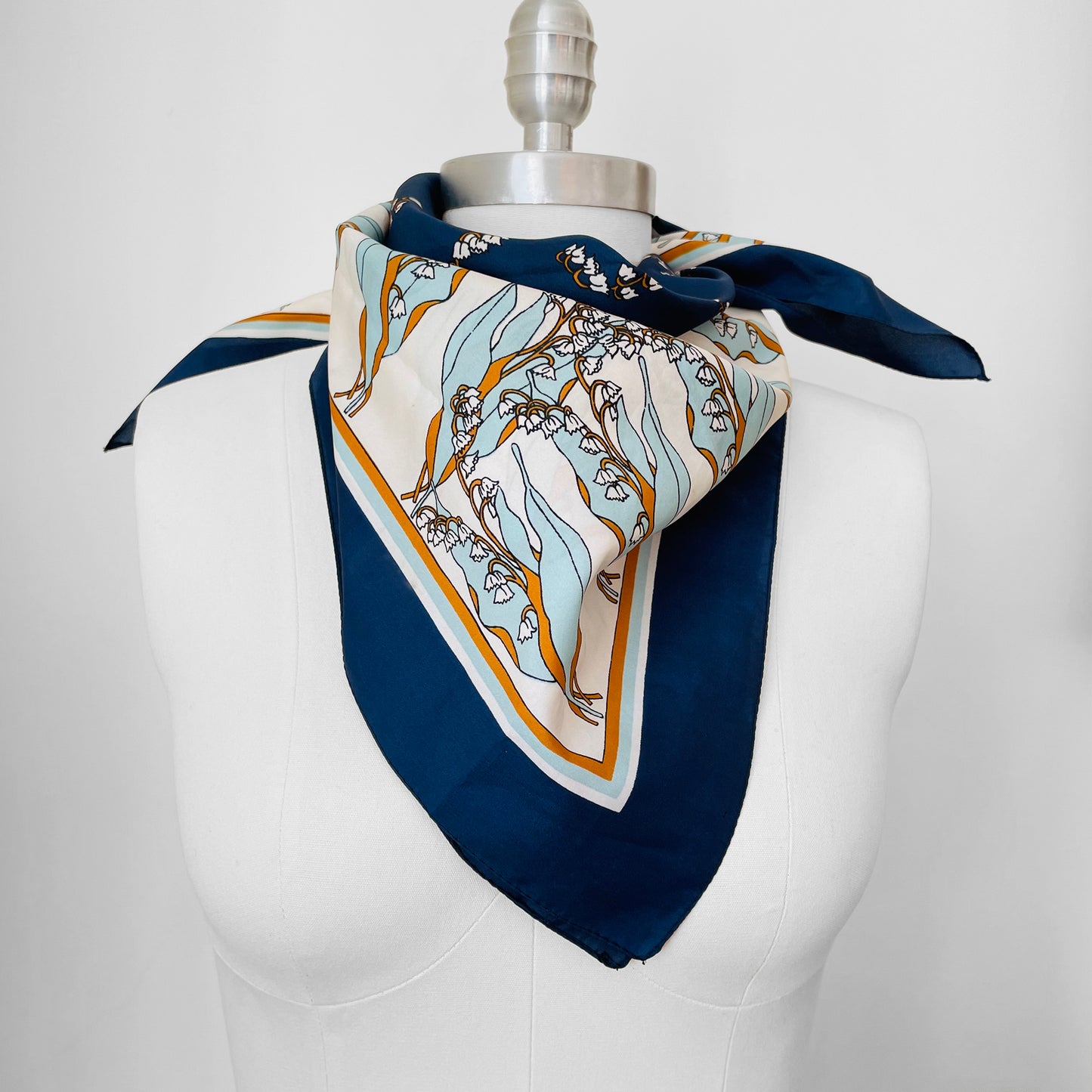 Navy Floral Wildflower Kerchief Scarf