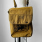 1950s US Army Pea Green Structured Well-Worn Distressed Canvas Crossbody Military Field Satchel