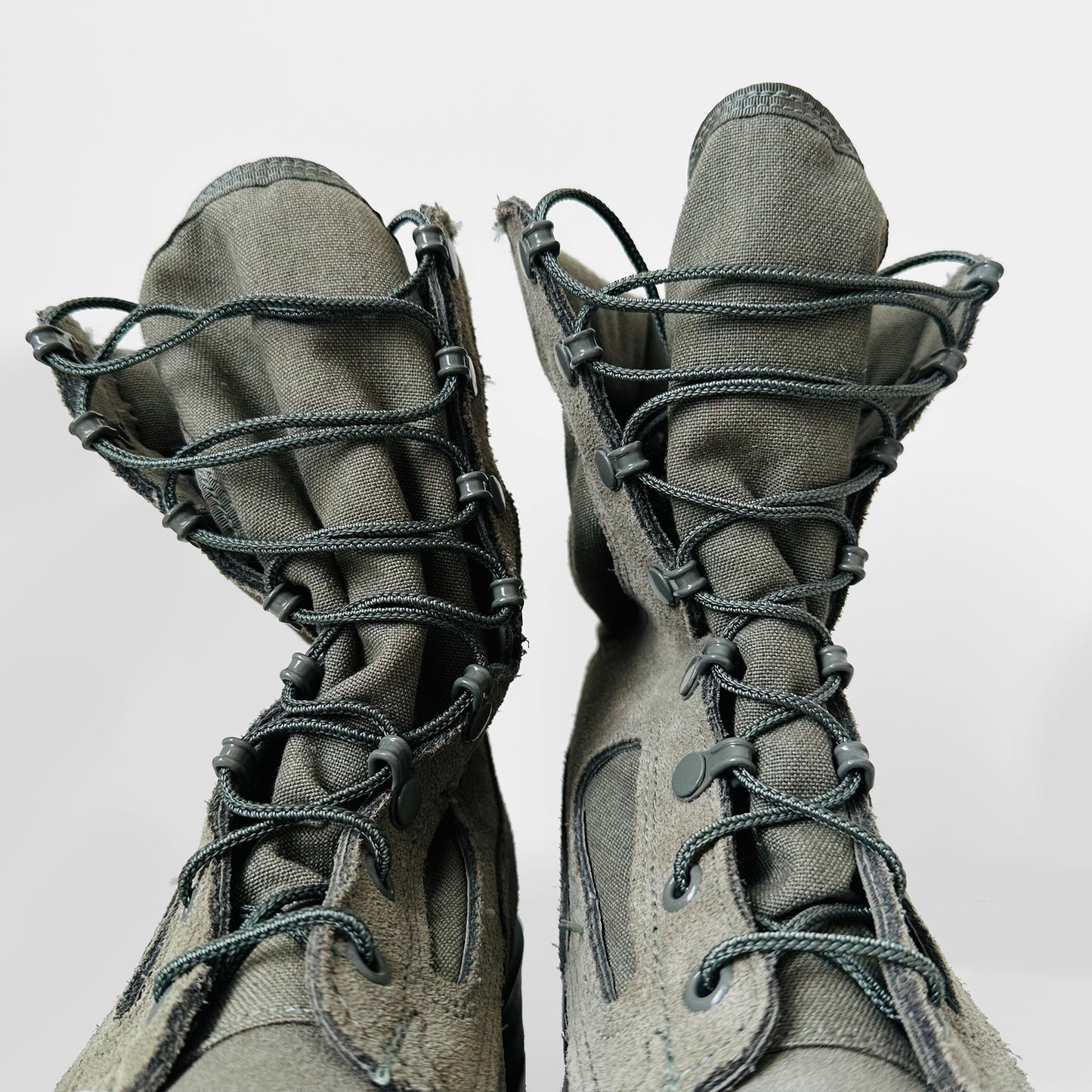 Wellco Brand Sage Green Suede Leather Military Air Force Soft Lace-Up Combat Boots - Sz 6W