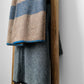 Taupe Grey and Blue Striped Military Well-Worn Wool Blanket