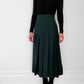 Wool Hunter-Green Knife Pleat Midi Skirt