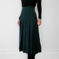 Wool Hunter-Green Knife Pleat Midi Skirt