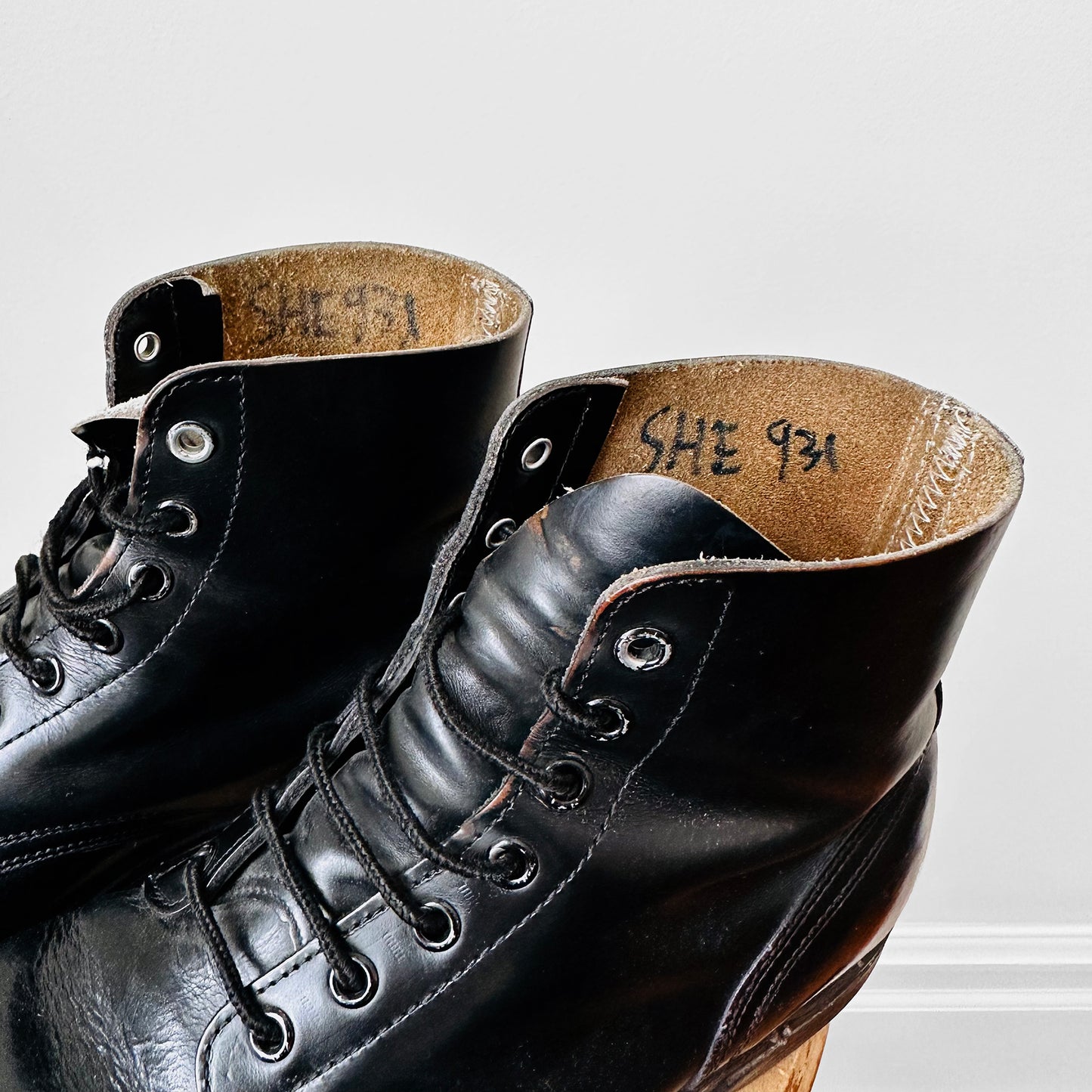 Steel-Toed Black Leather Military Combat Lace-Up Boots