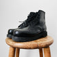 Black Leather Military Combat Lace-Up Boots