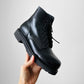 Black Leather Military Combat Lace-Up Boots