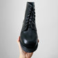 Black Leather Military Combat Lace-Up Boots