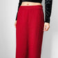 1990s Deep Red Woven Knit Elastic Waist Midi-Length Tube Skirt - Waist 29-34