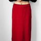 1990s Deep Red Woven Knit Elastic Waist Midi-Length Tube Skirt - Waist 29-34