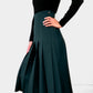 Wool Hunter-Green Knife Pleat Midi Skirt