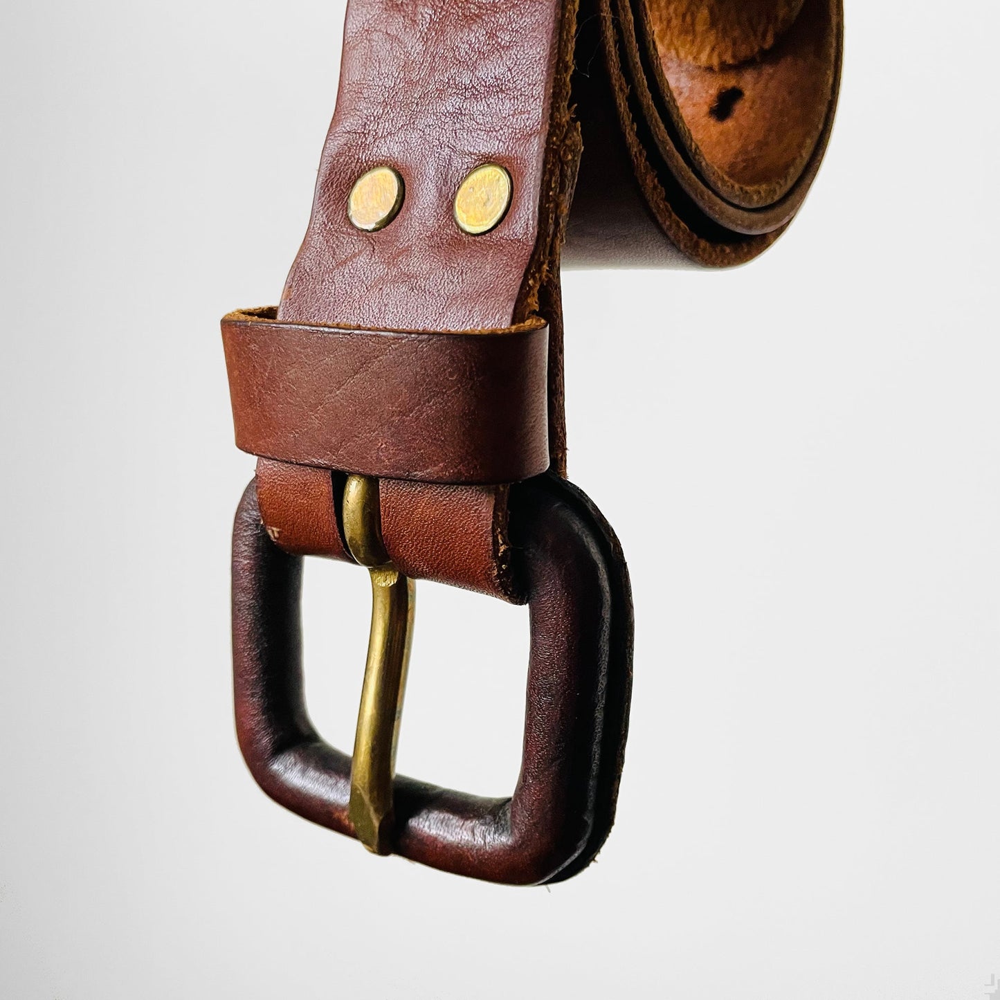 Heavy Auburn Leather Buckle Belt - Sz. 24-30