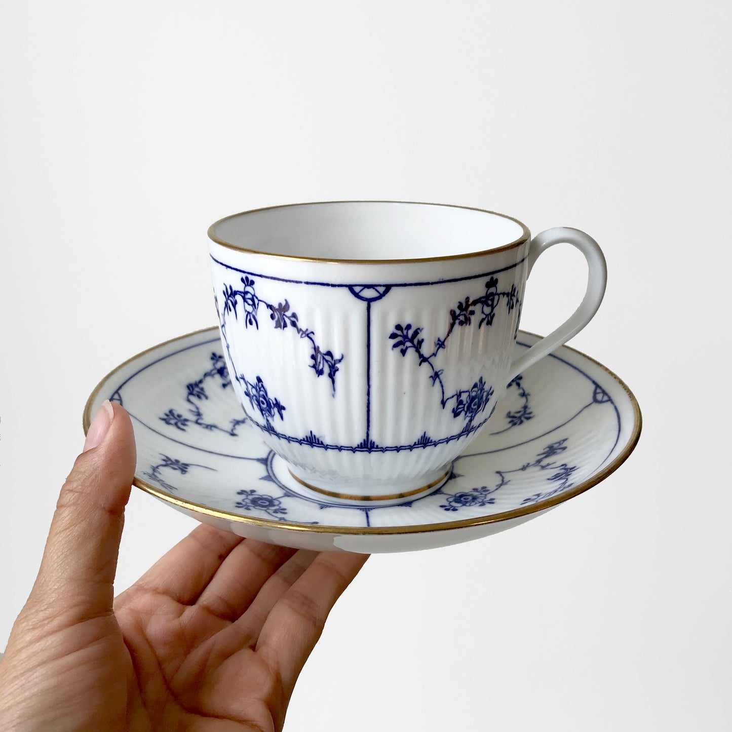 Early 1900s Minton England Blue and White Teacup and Saucer