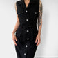 1990s Made in Canada Button-Front Belted Long Collared Sleeveless Safari-Style Dress