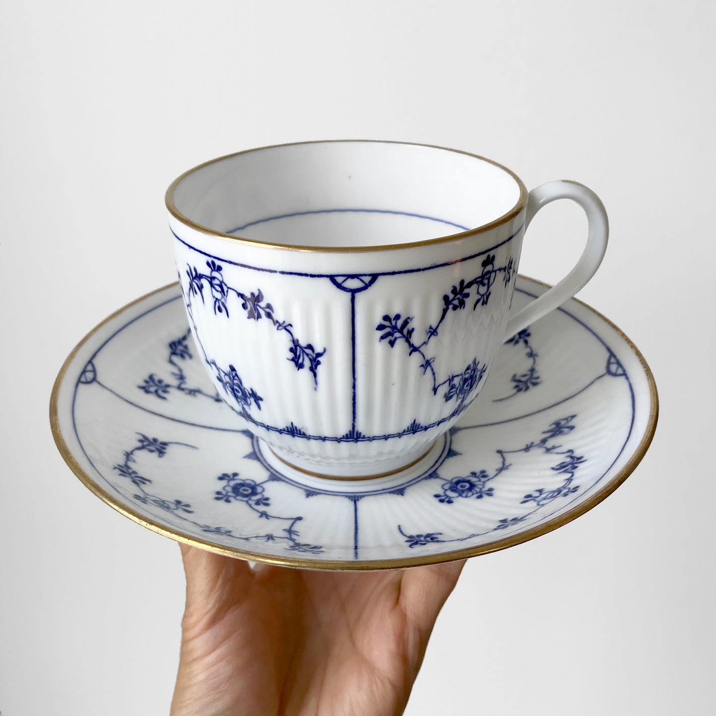 Early 1900s Minton England Blue and White Teacup and Saucer