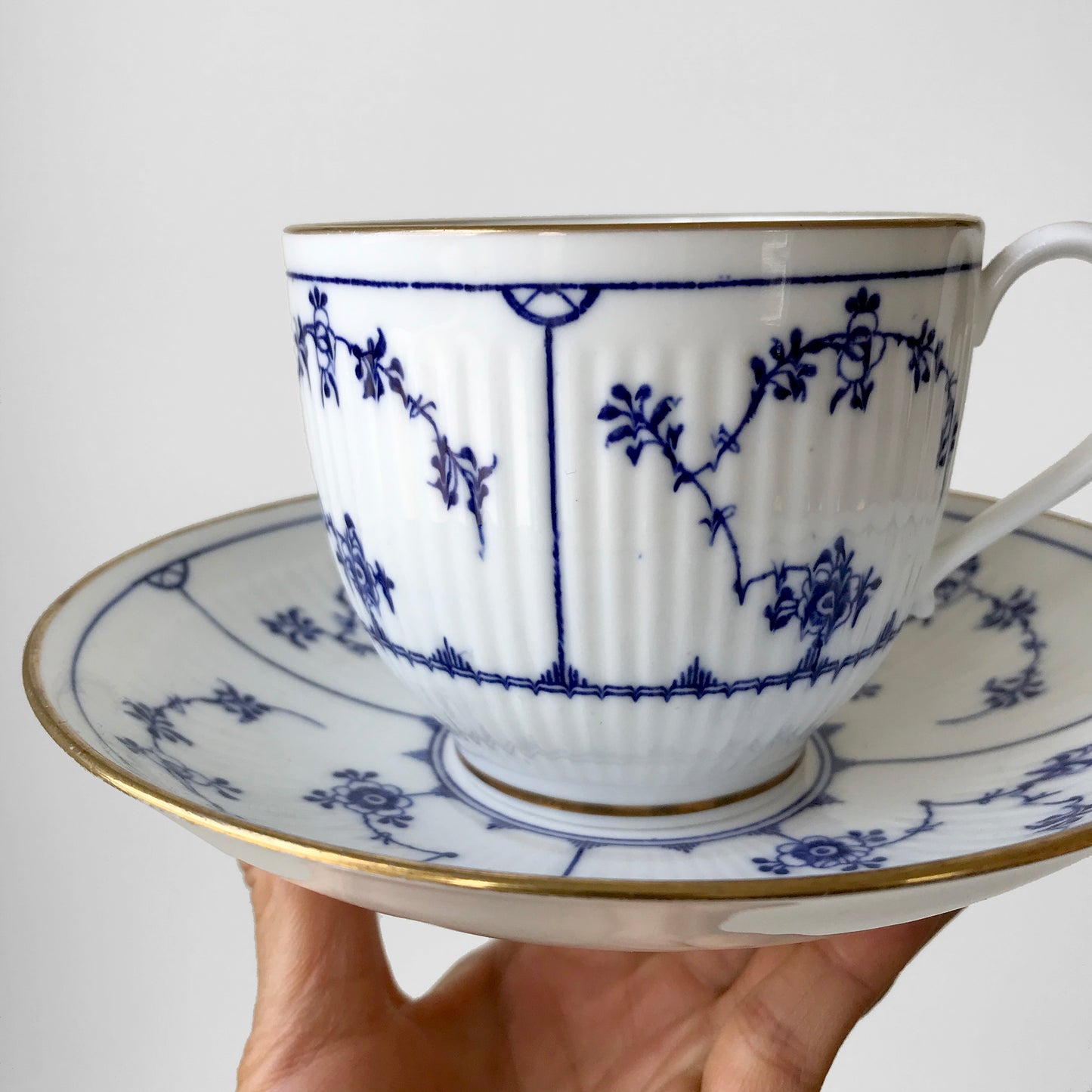 Early 1900s Minton England Blue and White Teacup and Saucer