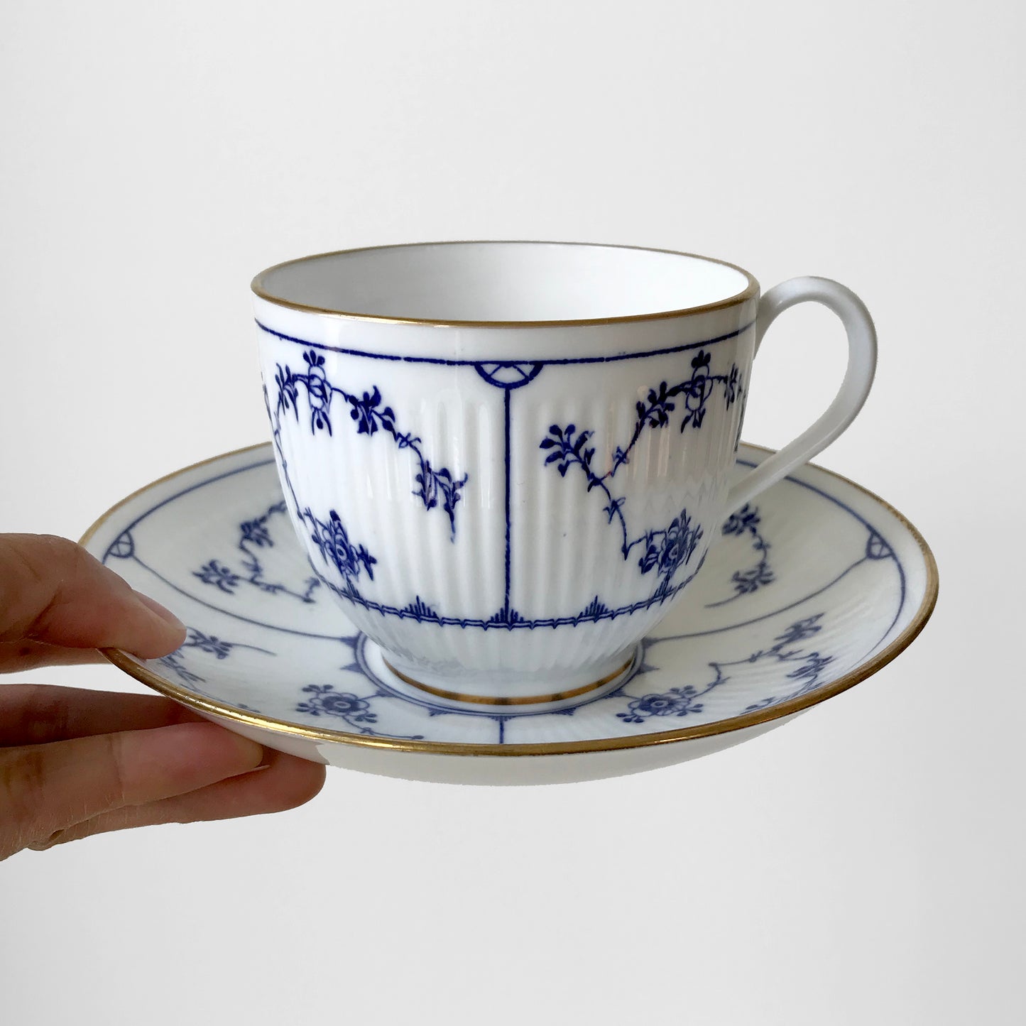 Early 1900s Minton England Blue and White Teacup and Saucer