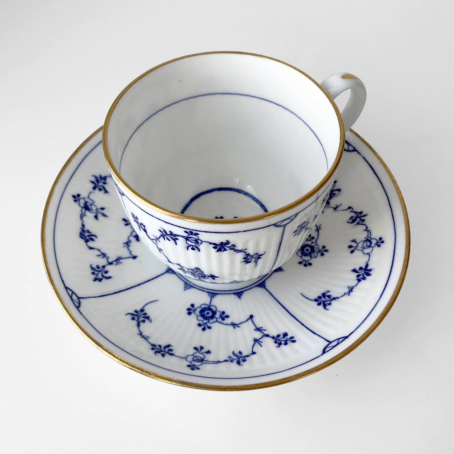 Early 1900s Minton England Blue and White Teacup and Saucer