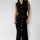 1990s Made in Canada Button-Front Belted Long Collared Sleeveless Safari-Style Dress