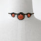 1960s Carved Rose Celluloid Antique-Bronze Choker Necklace