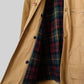 1980s Heavy Khaki Canvas Plaid Flannel Lined Corduroy Collar Jacket - XXXL