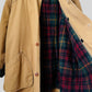 1980s Heavy Khaki Canvas Plaid Flannel Lined Corduroy Collar Jacket - XXXL