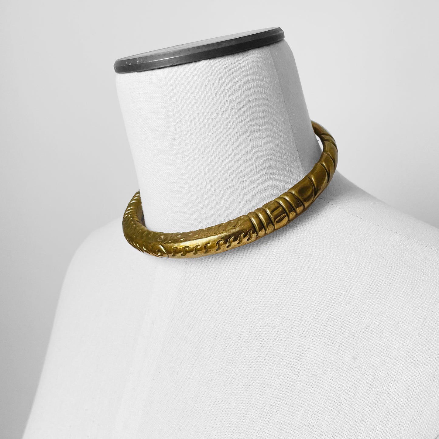 Hand-Pounded Hollow Brass Necklace Choker