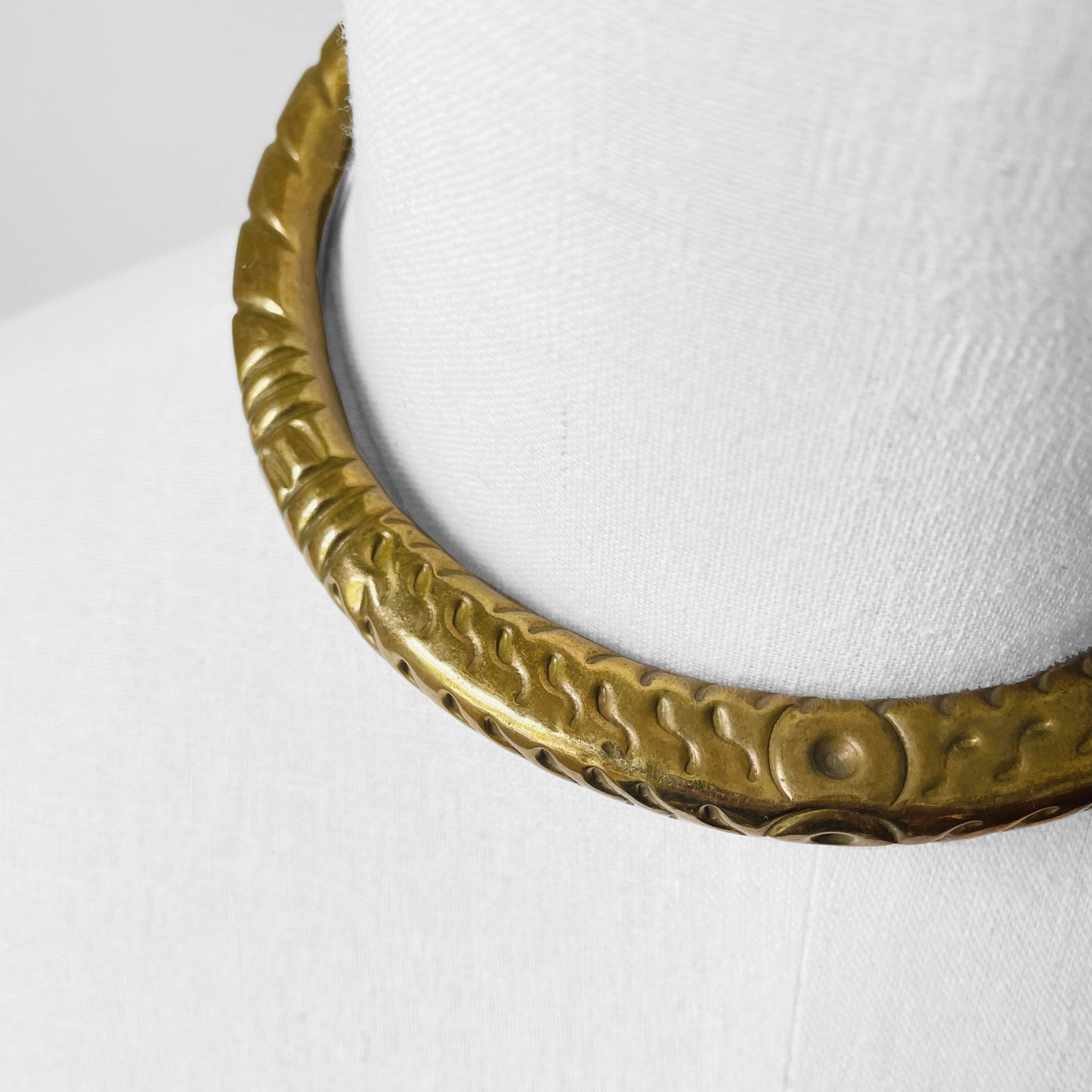 Hand-Pounded Hollow Brass Necklace Choker