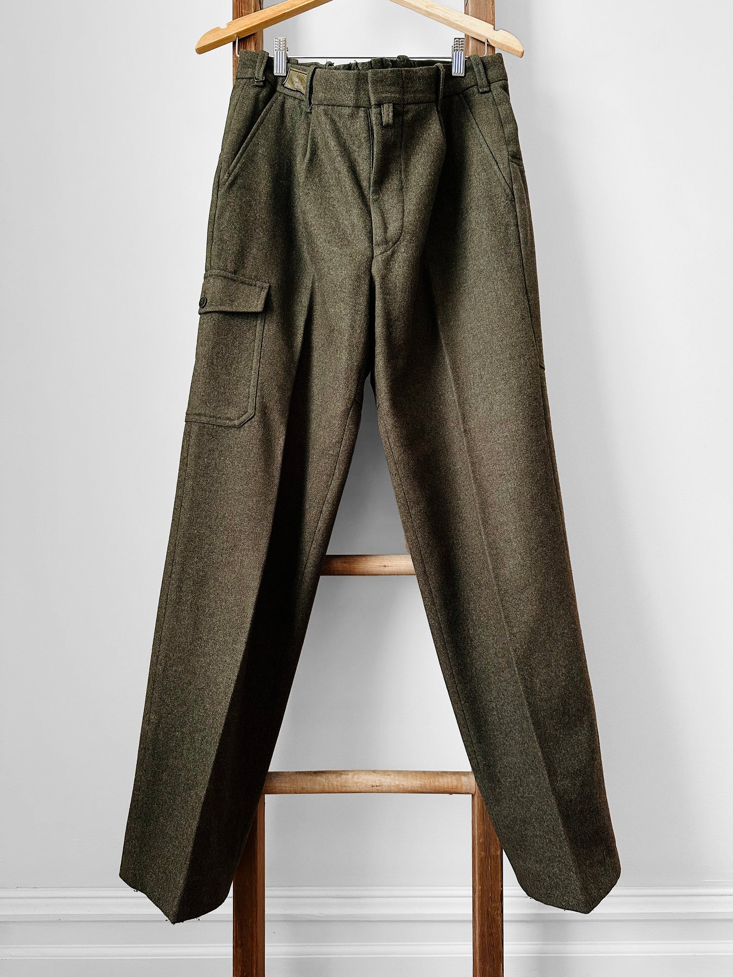 Olive Green Made in Austria Reworked Wool Pants - Waist 38