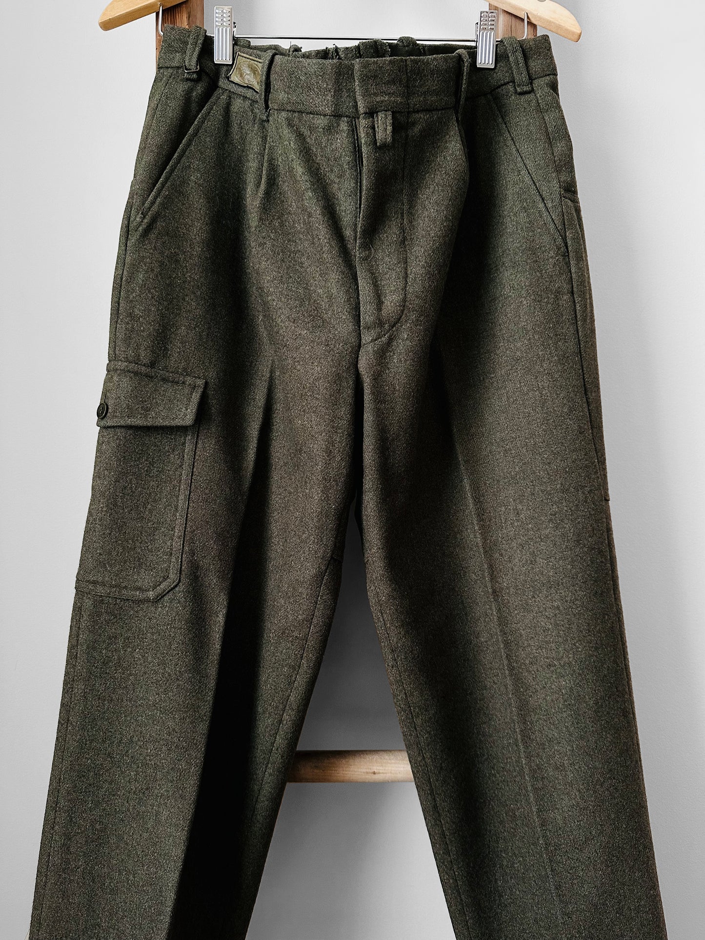 Olive Green Made in Austria Reworked Wool Pants - Waist 38