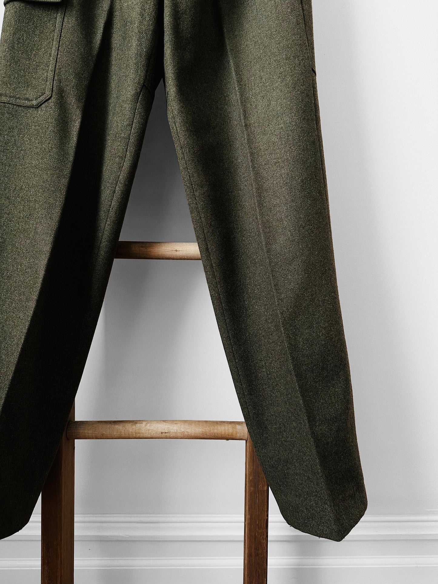 Olive Green Made in Austria Reworked Wool Pants - Waist 38