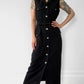 1990s Made in Canada Button-Front Belted Long Collared Sleeveless Safari-Style Dress