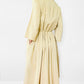 1960s Butter Yellow Pleated Handmade Button-Front Collared Bell-Sleeve Knee-Length Dress