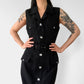 1990s Made in Canada Button-Front Belted Long Collared Sleeveless Safari-Style Dress
