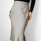 1990s Beige Grey Linen Pleated Hem Midi-Length Skirt - Waist 27