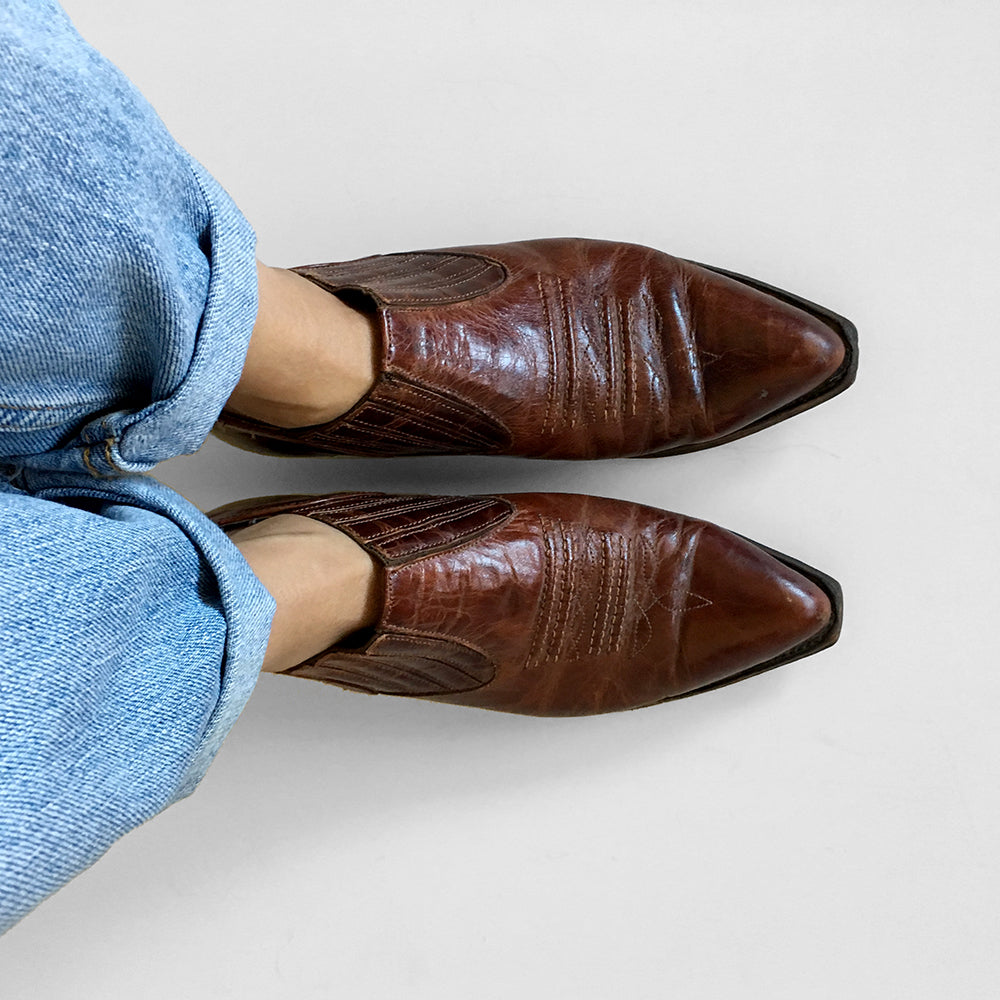 1990s Made in Canada Brown Leather South Western Ankle Booties