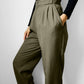 1980s Olive Green Made in the USA High-Waisted Pleated Tapered Leg Trousers Pants - Waist 28
