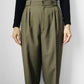 1980s Olive Green Made in the USA High-Waisted Pleated Tapered Leg Trousers Pants - Waist 28
