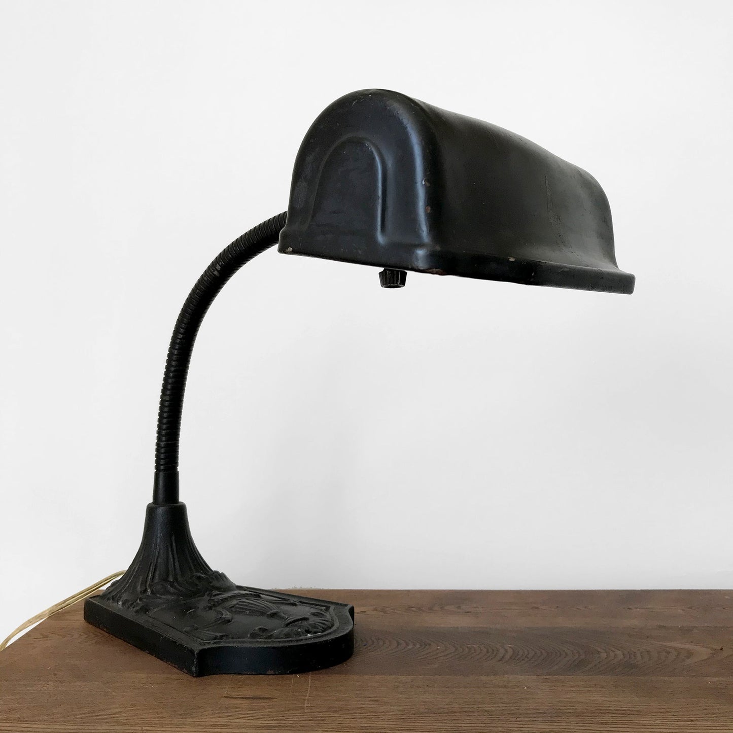 1920s - 1930s Cast-Iron Art Deco Black Gooseneck Lamp